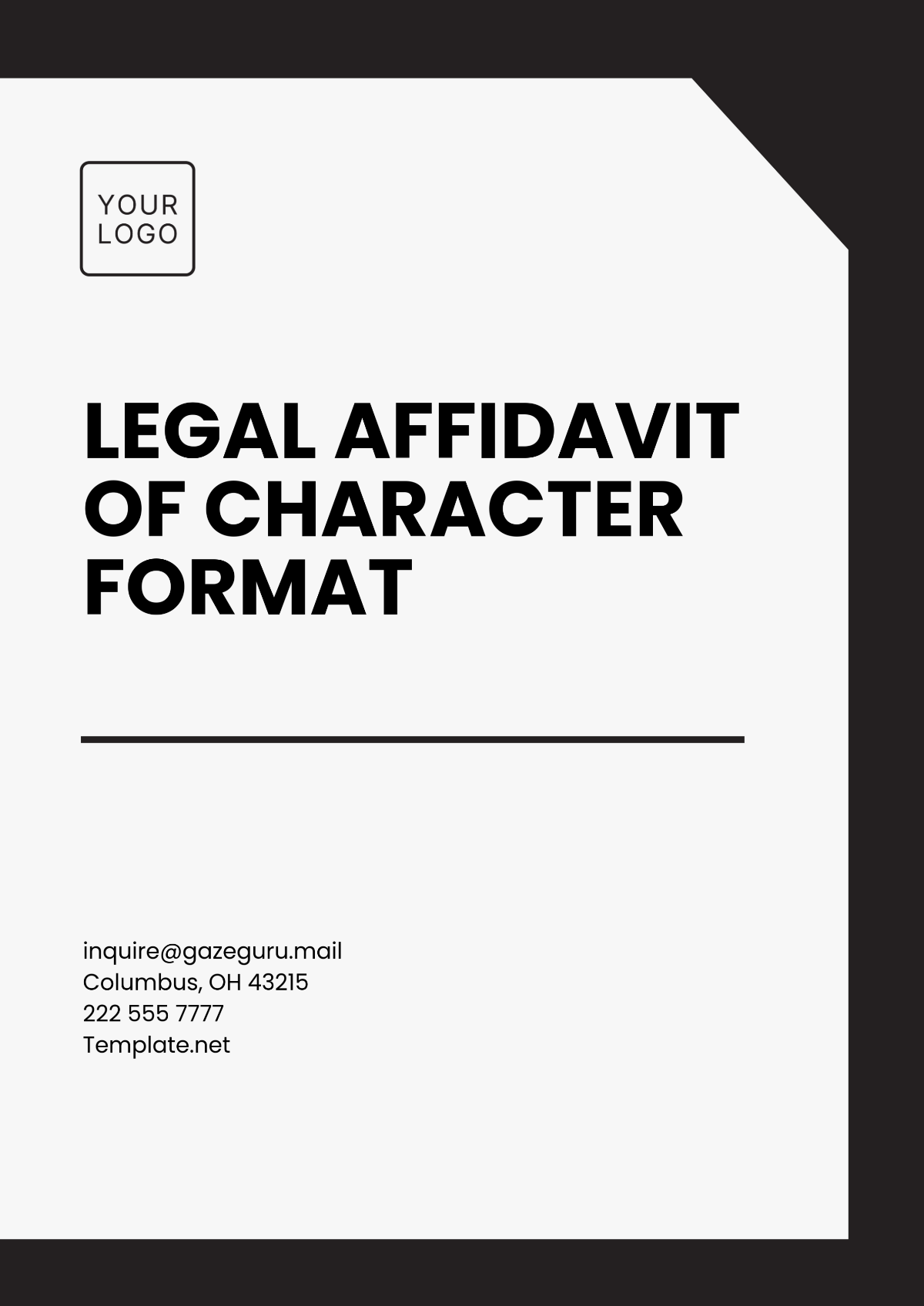 Legal Affidavit of Character Format Template - Edit Online & Download