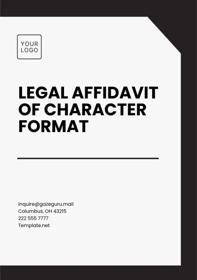 Free Legal Affidavit of Character Format Template to Edit Online