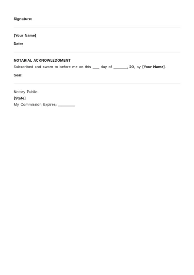 Free Legal Affidavit of Character Format Template to Edit Online