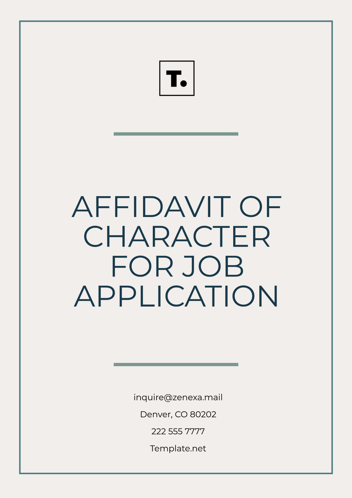 Affidavit of Character for Job Application Template