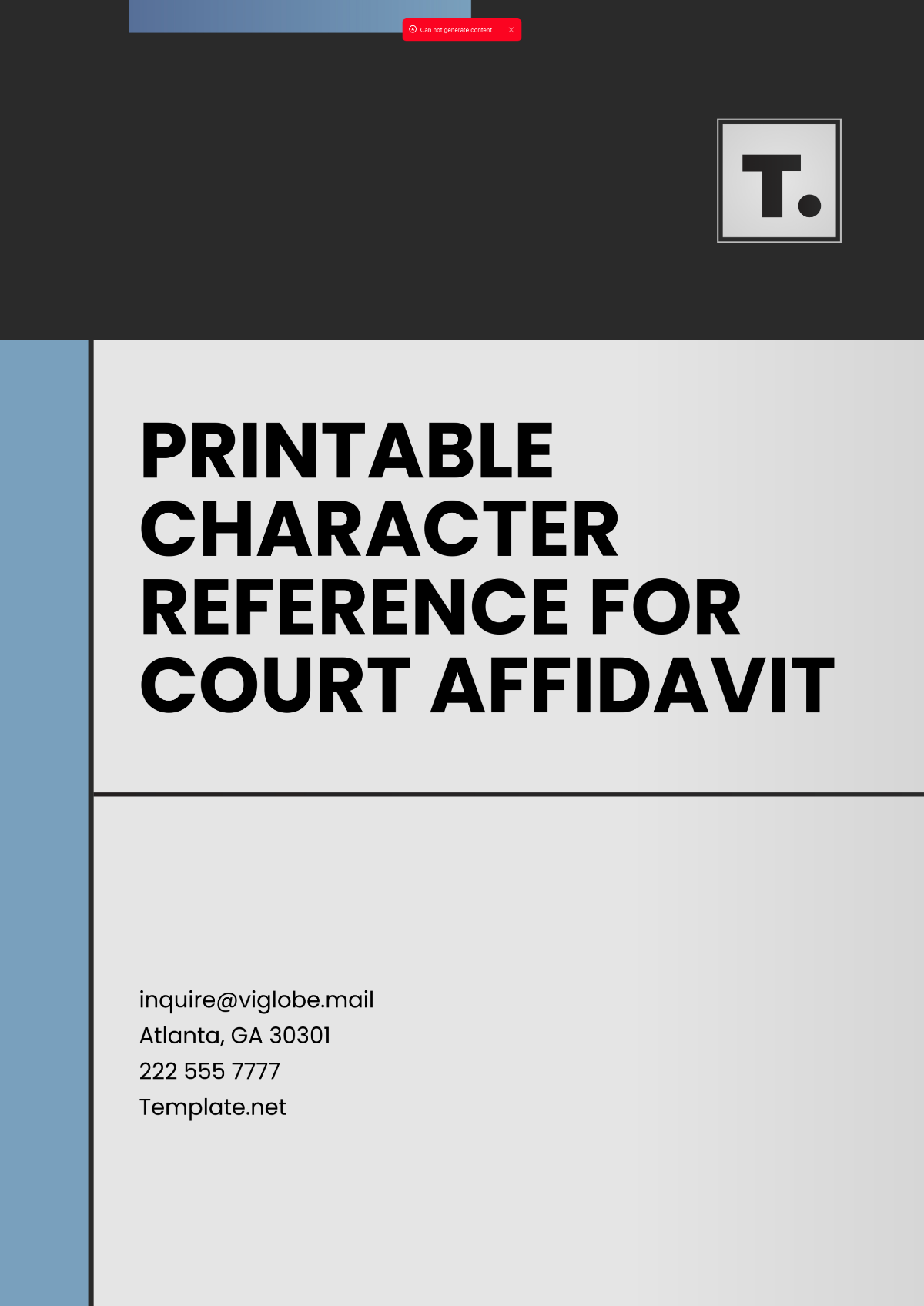 Printable Character Reference for Court Affidavit Template