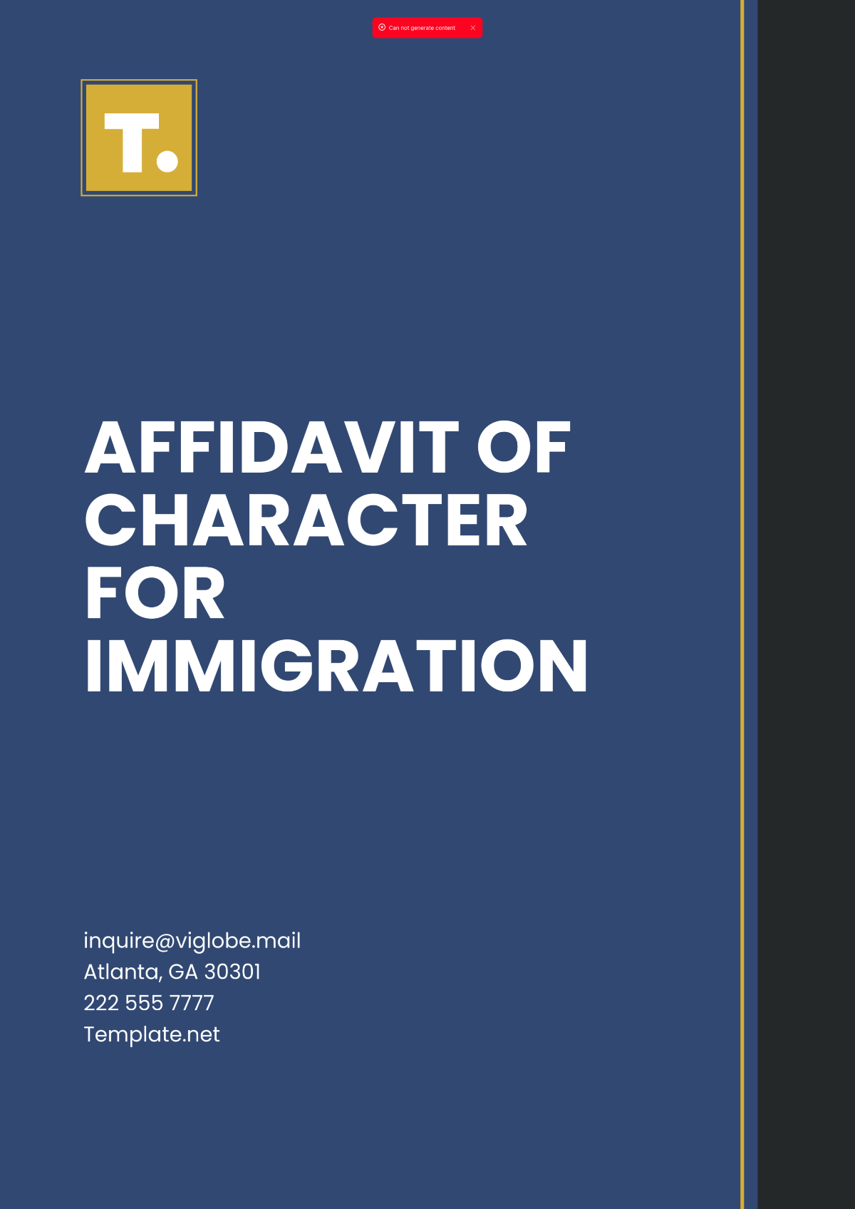 Affidavit of Character for Immigration Template