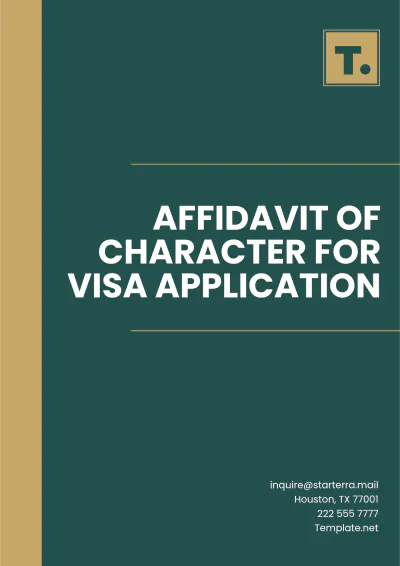Free Character Affidavit for Visa Application Template to Edit Online