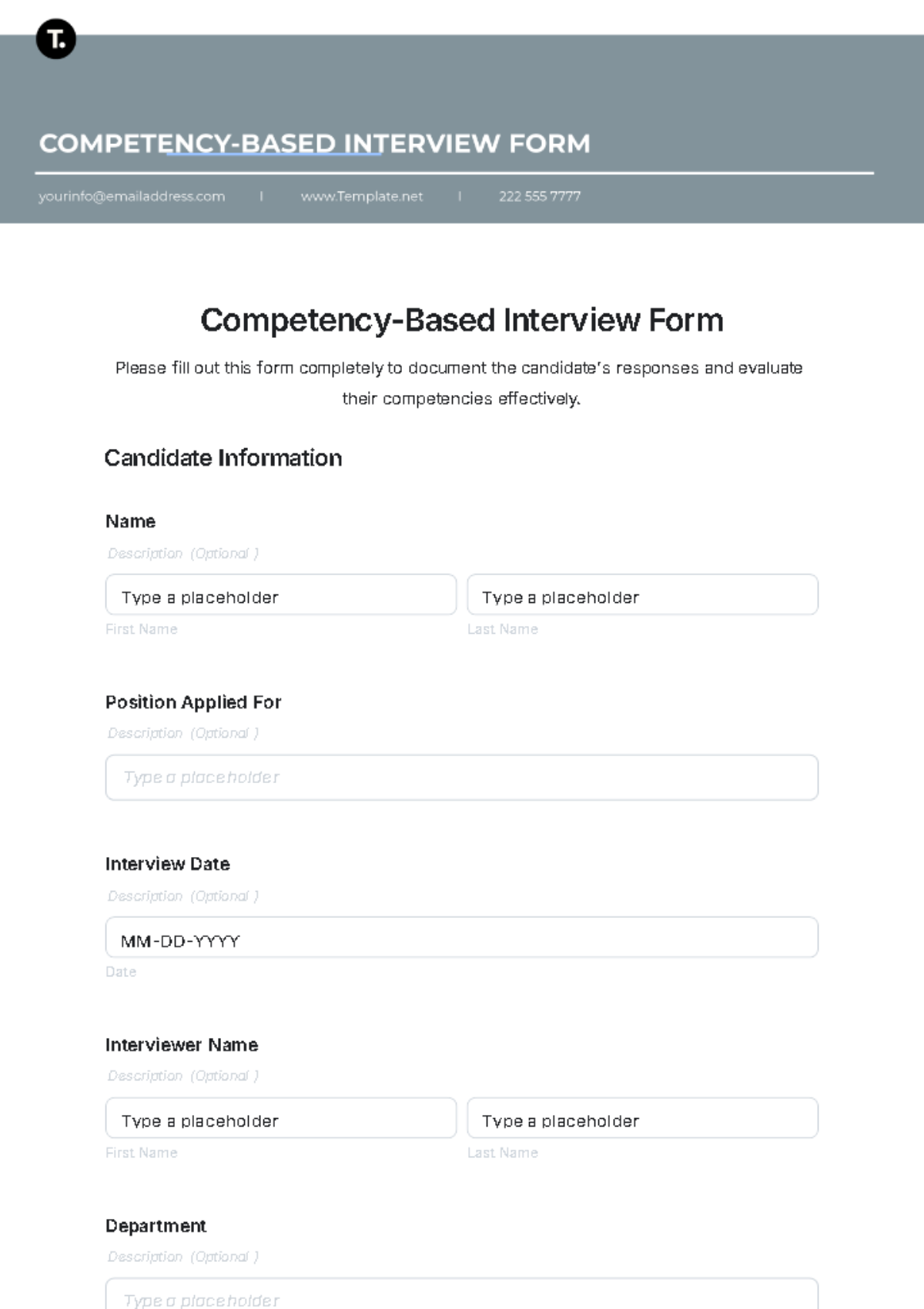 Competency-Based Interview Form Template