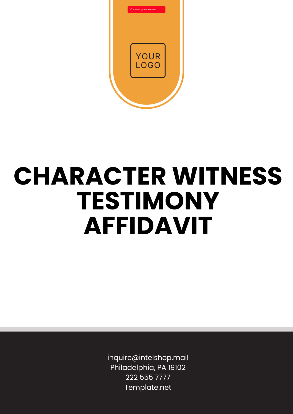 Character Witness Testimony Affidavit Template