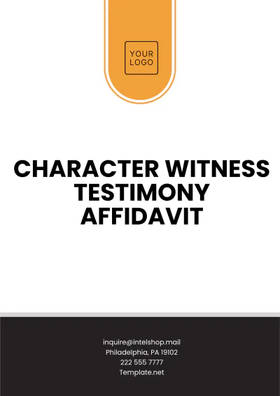 Free Character Witness Testimony Affidavit Template to Edit Online
