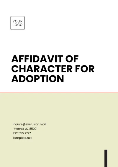 Free Affidavit of Character for Adoption Template to Edit Online