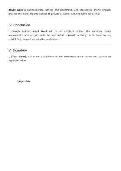 Free Affidavit of Character for Adoption Template to Edit Online