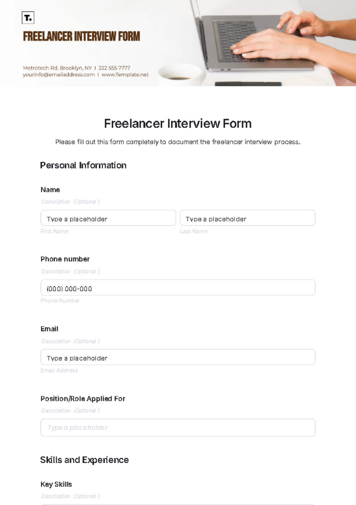 Freelancer Interview Form Template