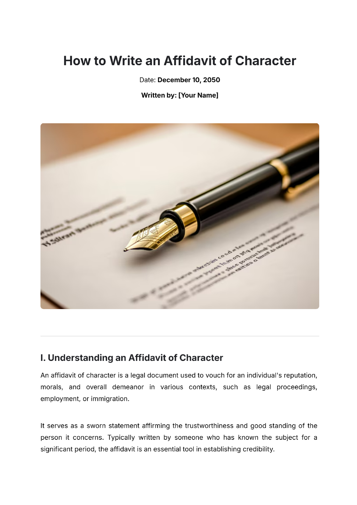 How to Write an Affidavit of Character - Edit Online & Download