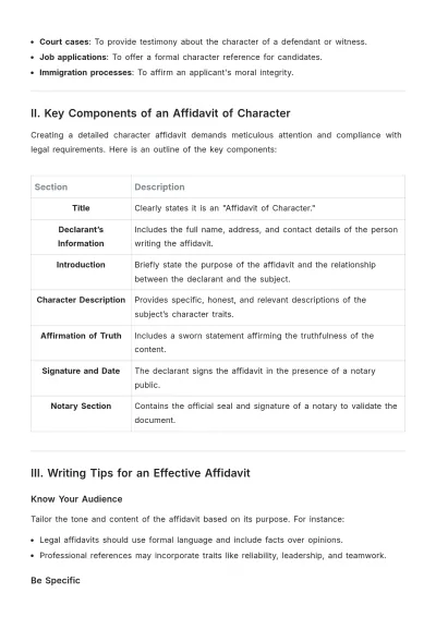 Free How to Write an Affidavit of Character to Edit Online