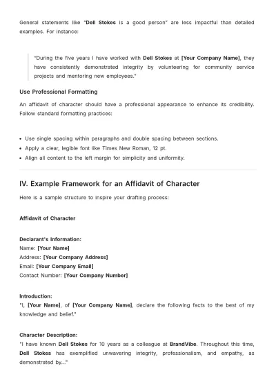 Free How to Write an Affidavit of Character to Edit Online