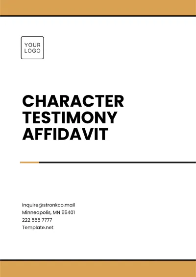 Free Character Testimony Affidavit Template to Edit Online