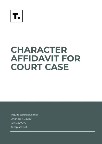 Free Character Affidavit for Court Case Template to Edit Online