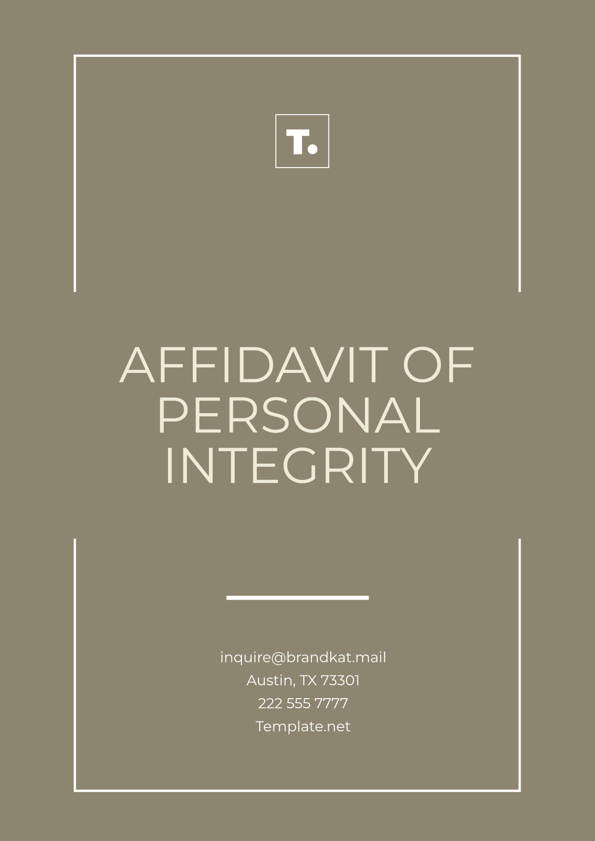 Affidavit of Personal Integrity Template - Edit Online & Download