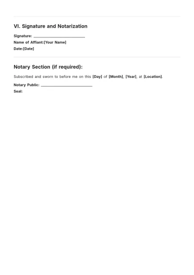 Free Affidavit of Character Layout for Employment Template to Edit Online