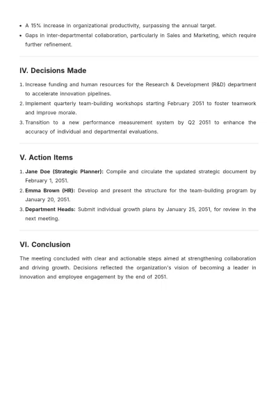Free Managerial Meeting Report Template to Edit Online