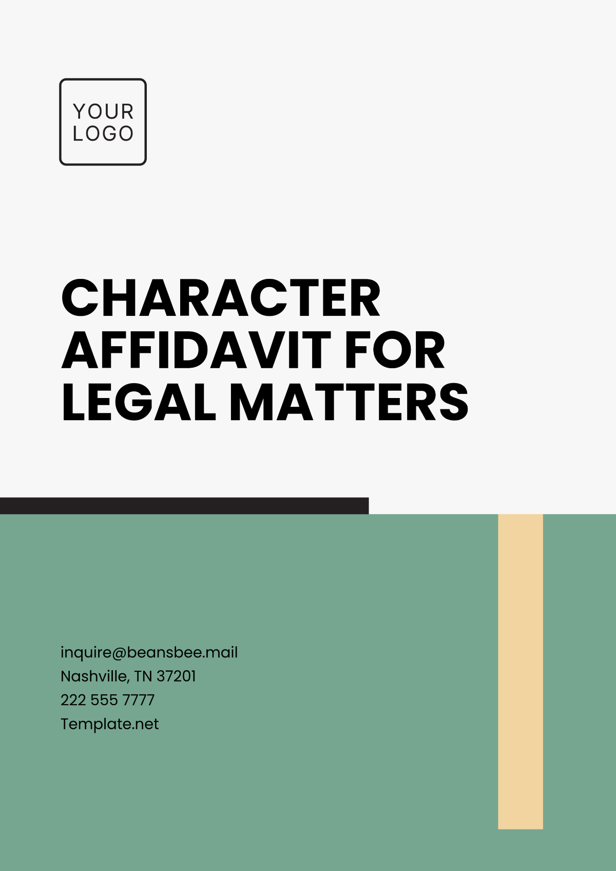 Character Affidavit for Legal Matters Template - Edit Online & Download