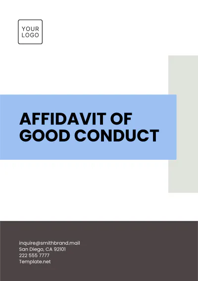 Free Affidavit of Good Conduct Template to Edit Online