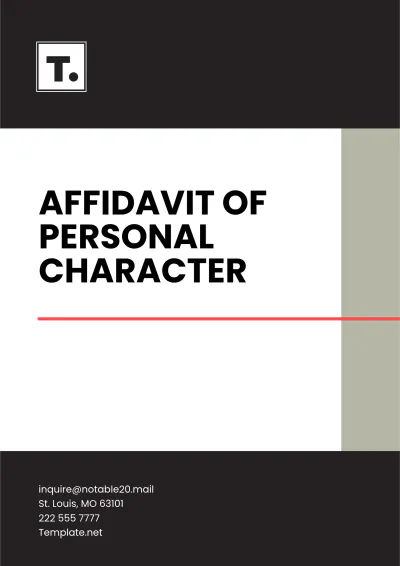 Free Affidavit of Personal Character Template to Edit Online
