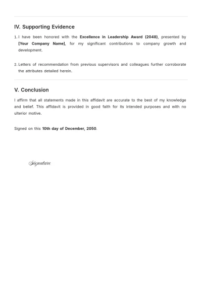Free Affidavit of Personal Character Template to Edit Online