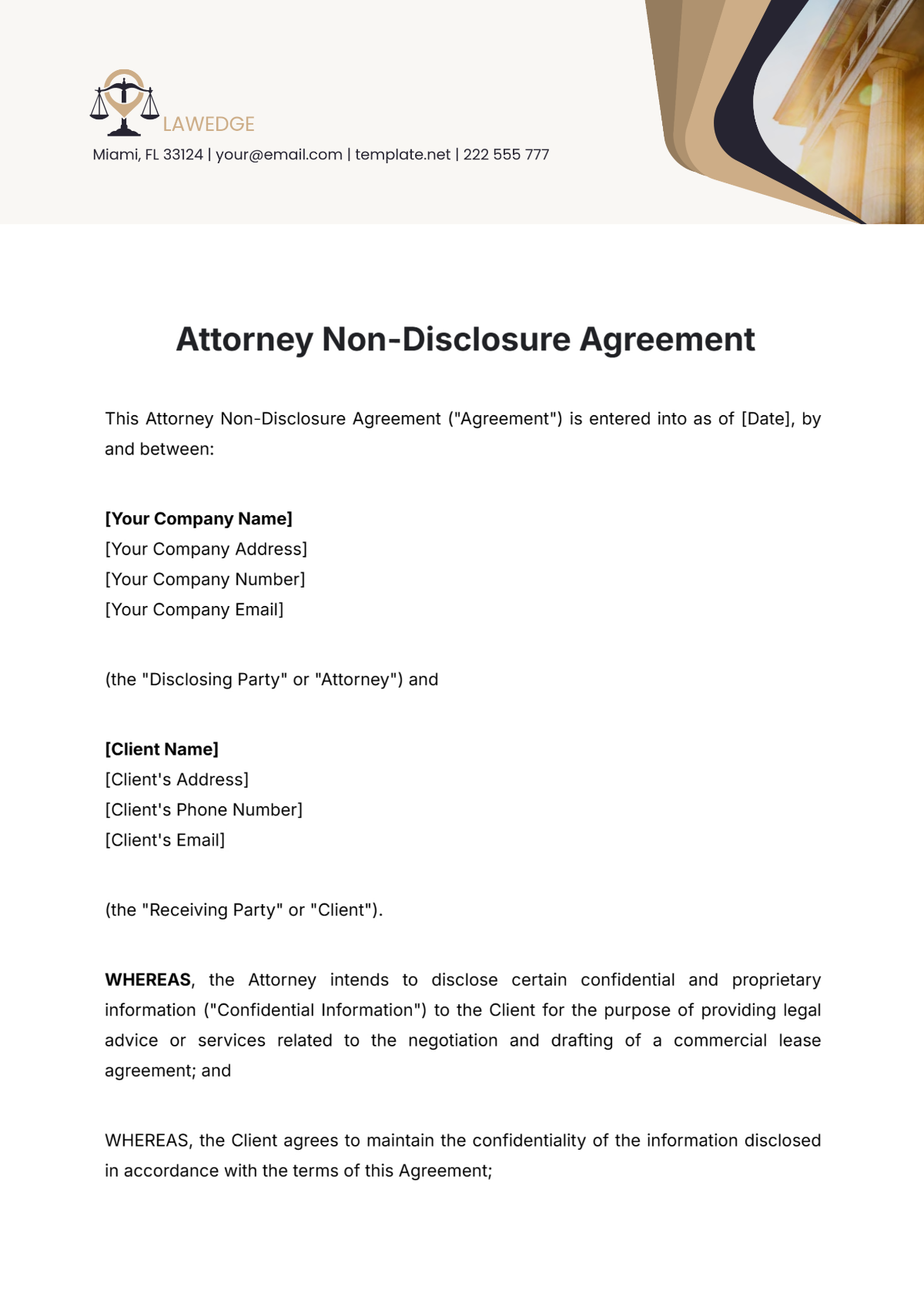 Attorney Non-Disclosure Agreement Template - Edit Online & Download