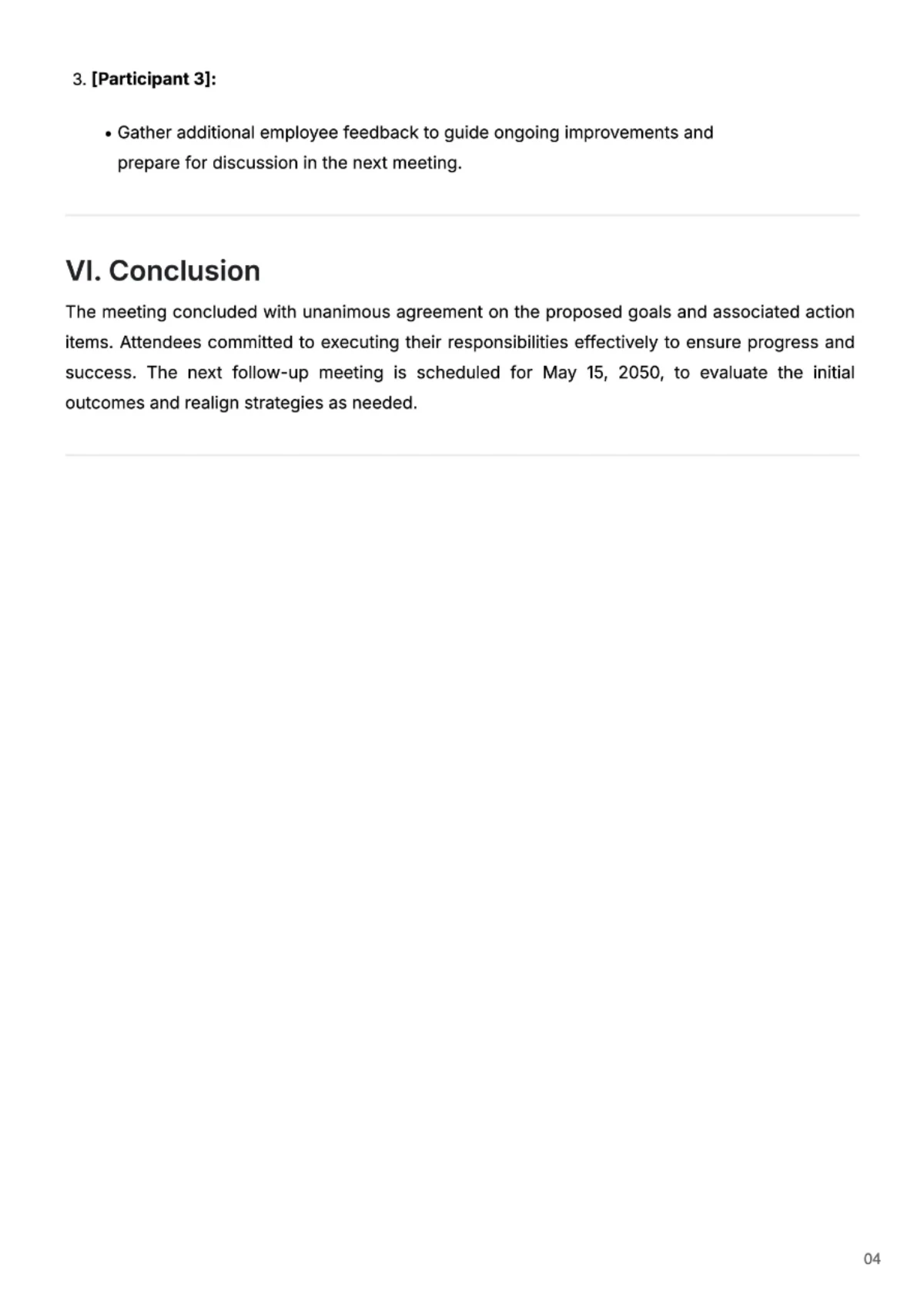 Free Performance Review Outline Meeting Report Template to Edit Online