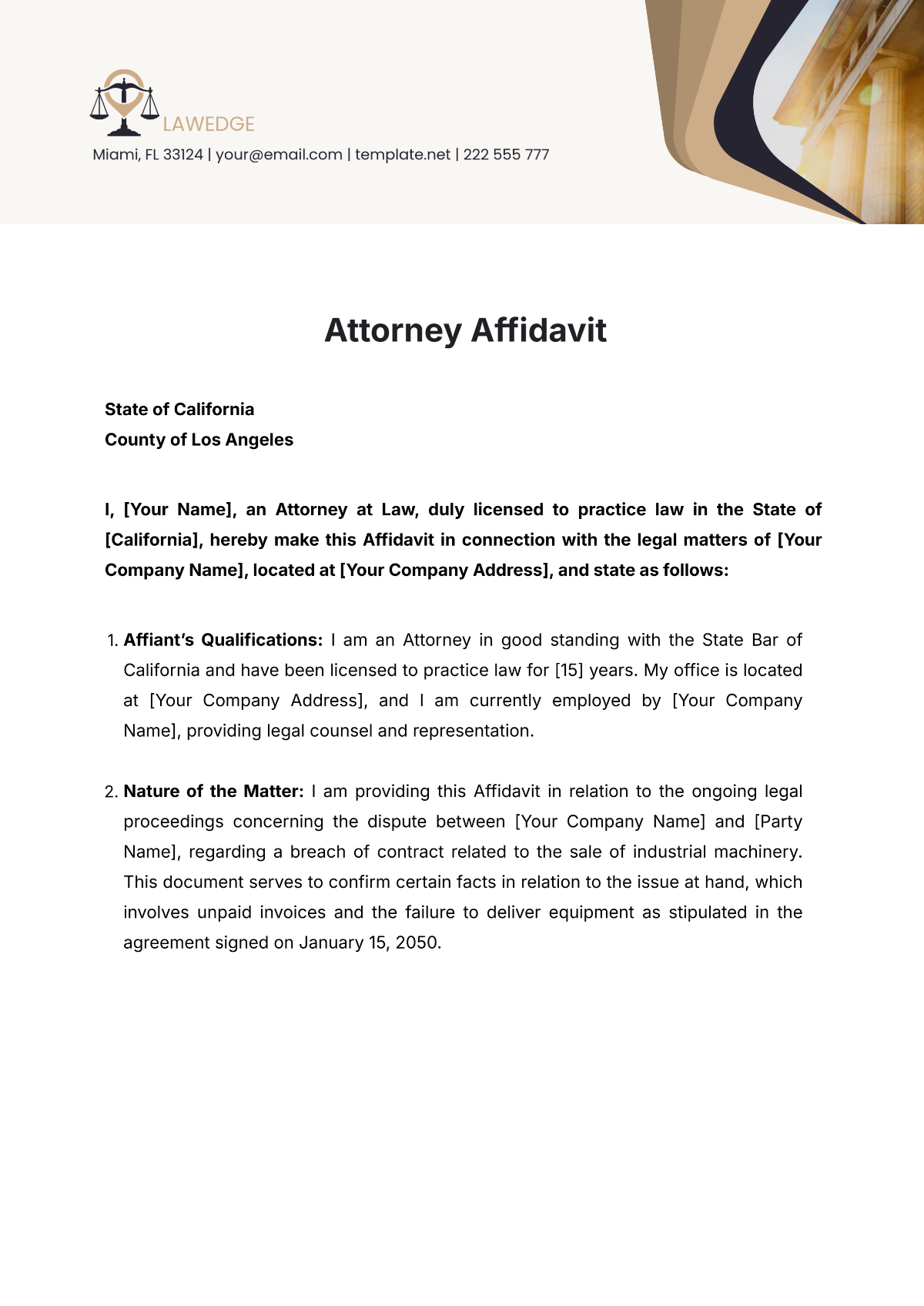 Attorney Affidavit Template - Edit Online & Download