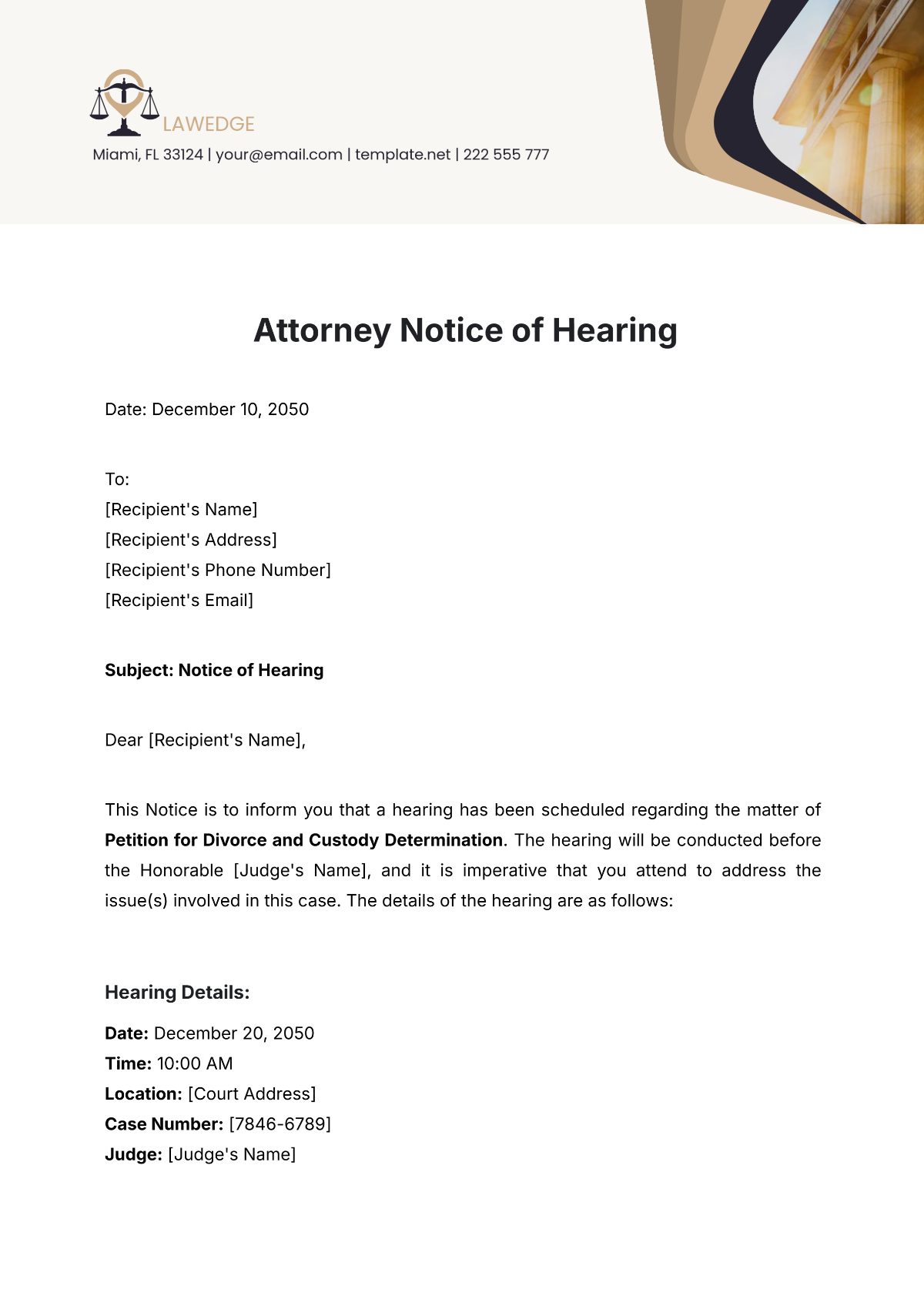 Attorney Notice of Hearing Template - Edit Online & Download