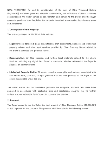 Free Attorney Bill of Sale Template to Edit Online