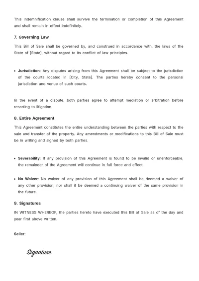 Free Attorney Bill of Sale Template to Edit Online