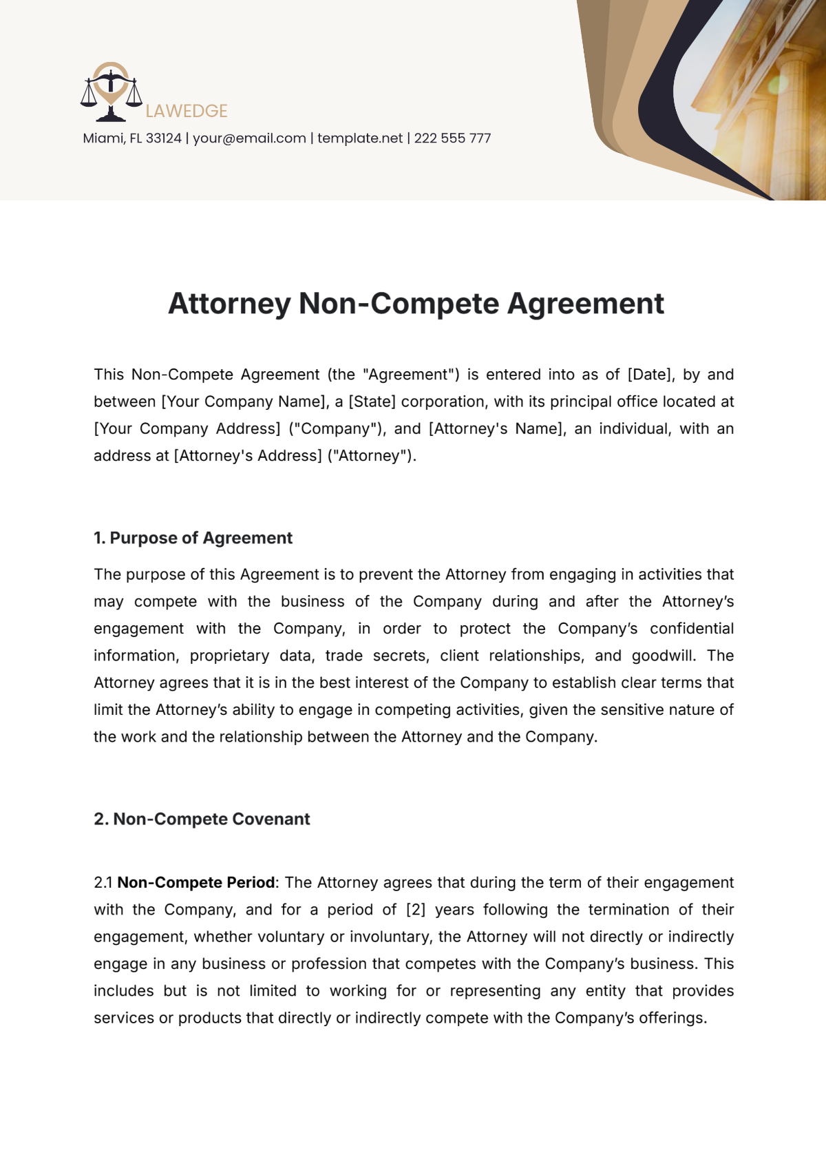 Attorney Non-Compete Agreement Template - Edit Online & Download