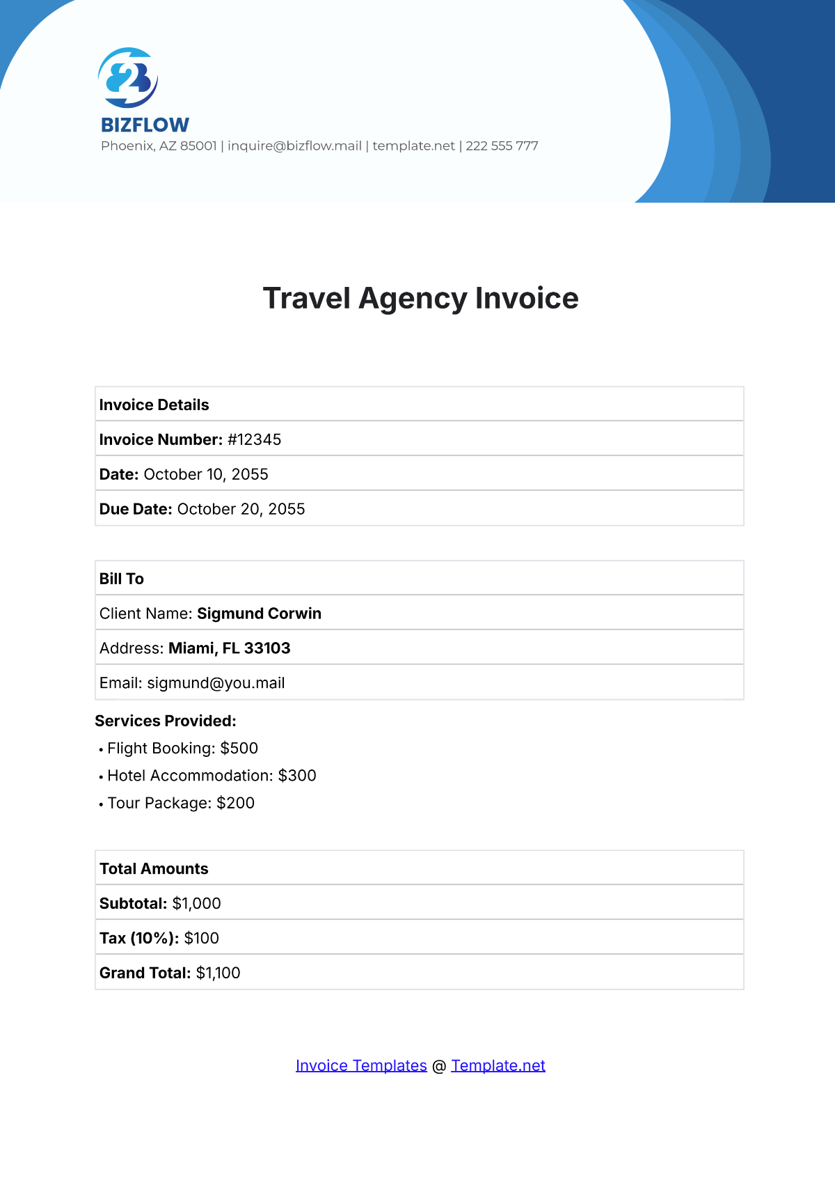 Travel Agency Invoice Template - Edit Online & Download