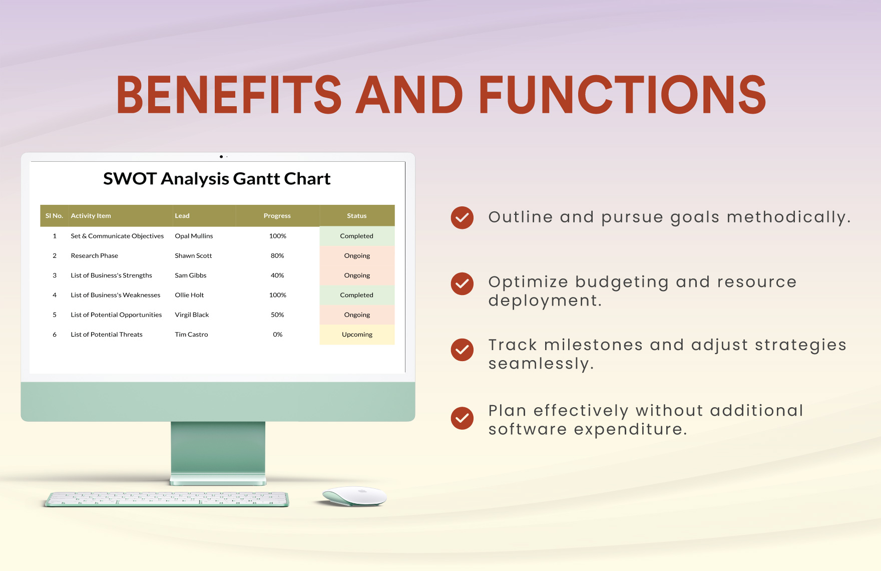 SWOT Analysis Gantt Chart Template