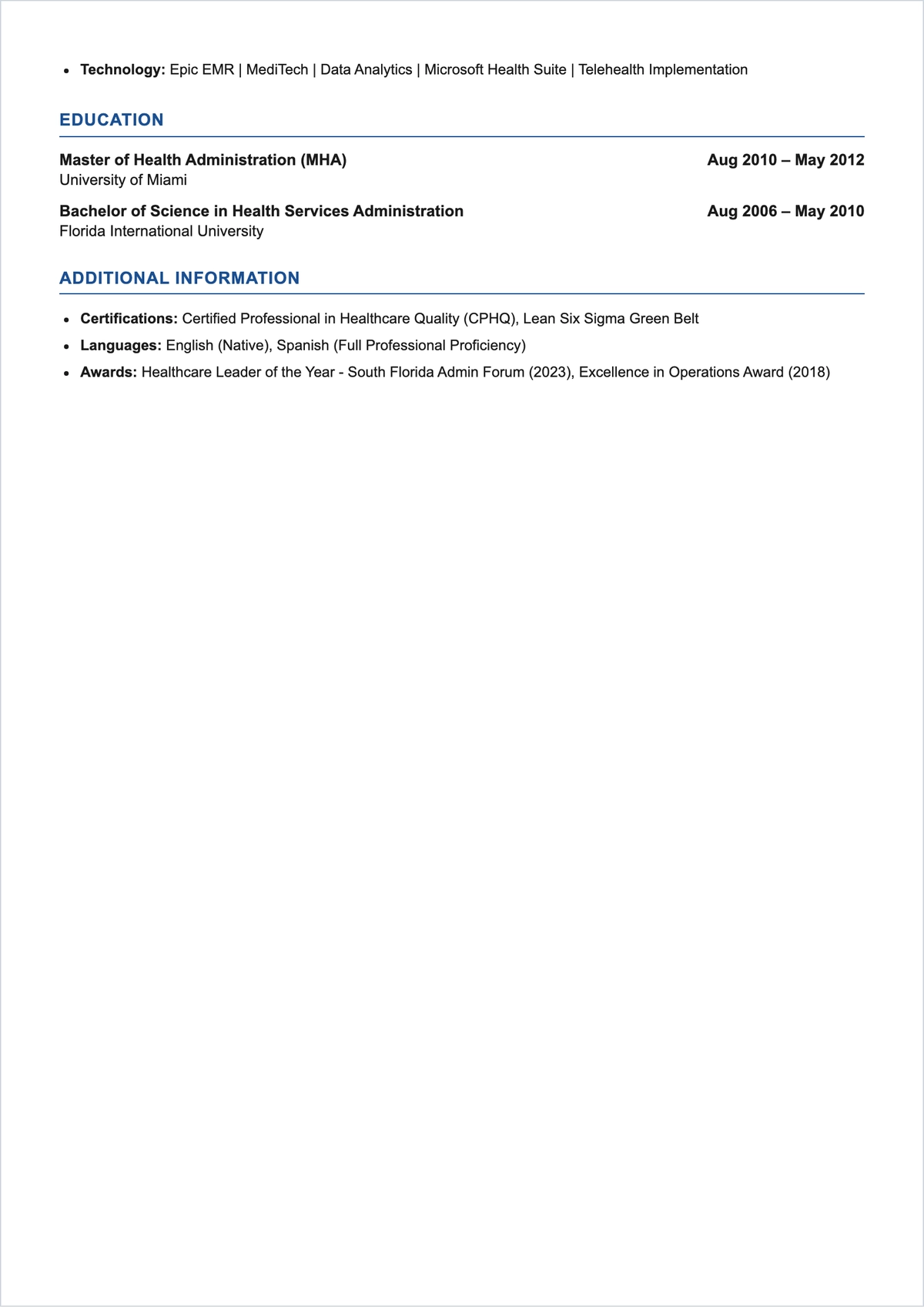 Free Healthcare Functional ATS Resume Template, AI Resume Builder