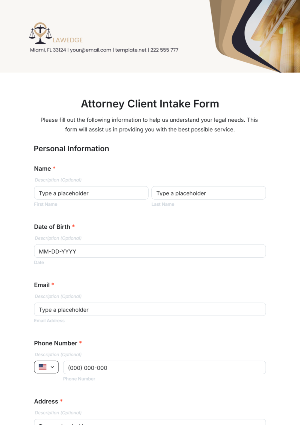 Attorney Client Intake Form Template - Edit Online & Download