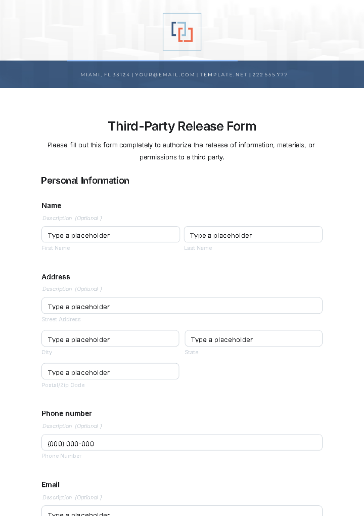 Third-Party Release Form Template