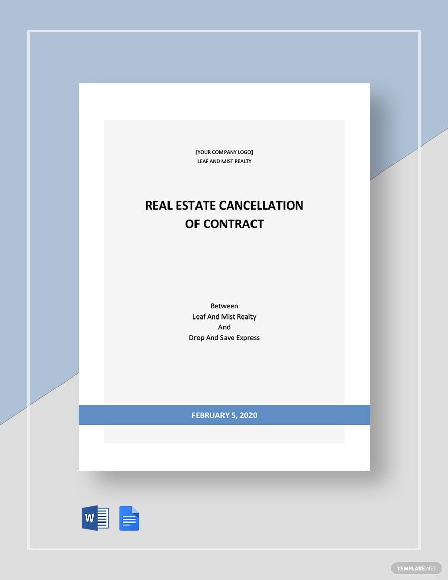 Free Real Estate Cancellation of Contract Template