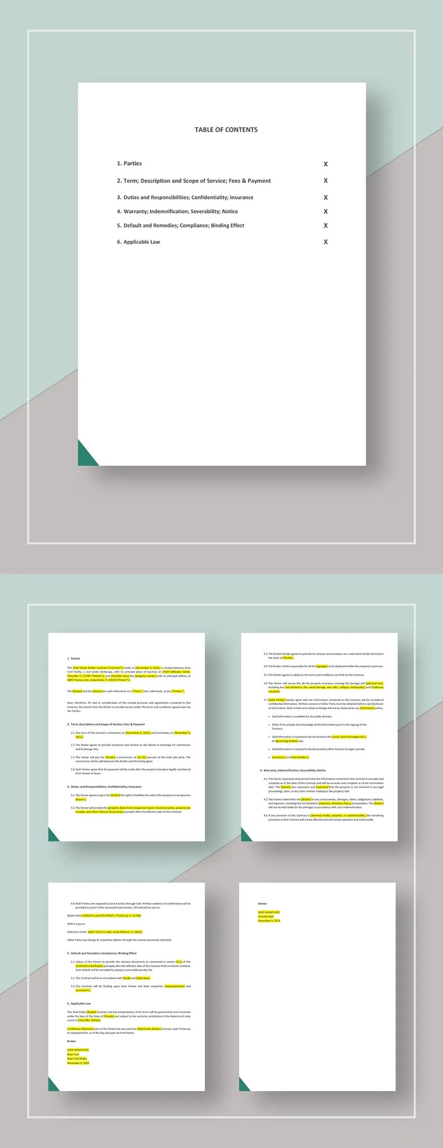 Real Estate Broker Contract Template