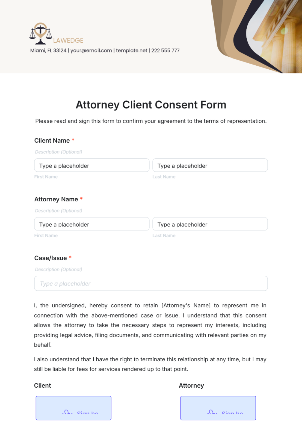 Attorney Client Consent Form Template