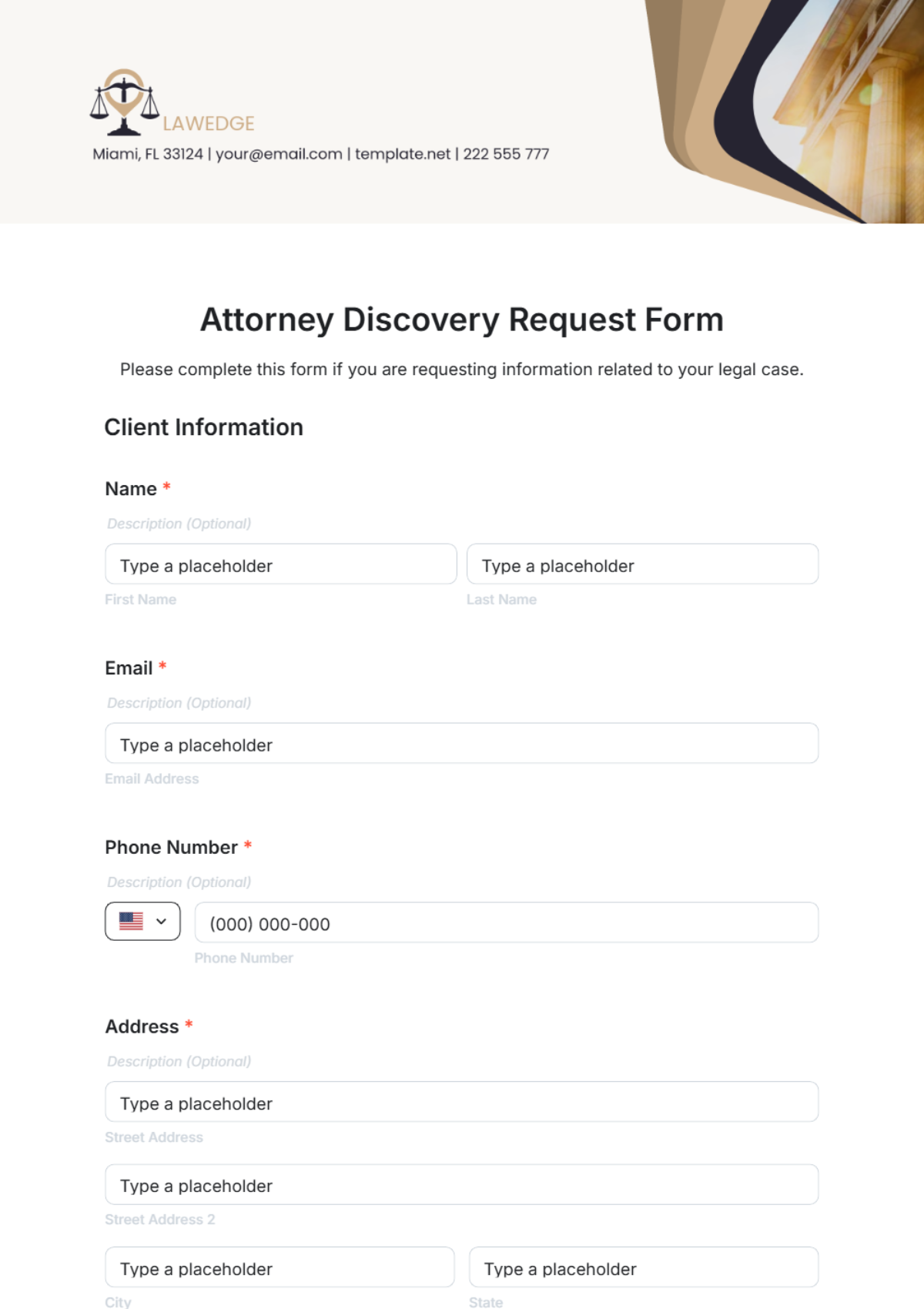 Attorney Discovery Request Form Template