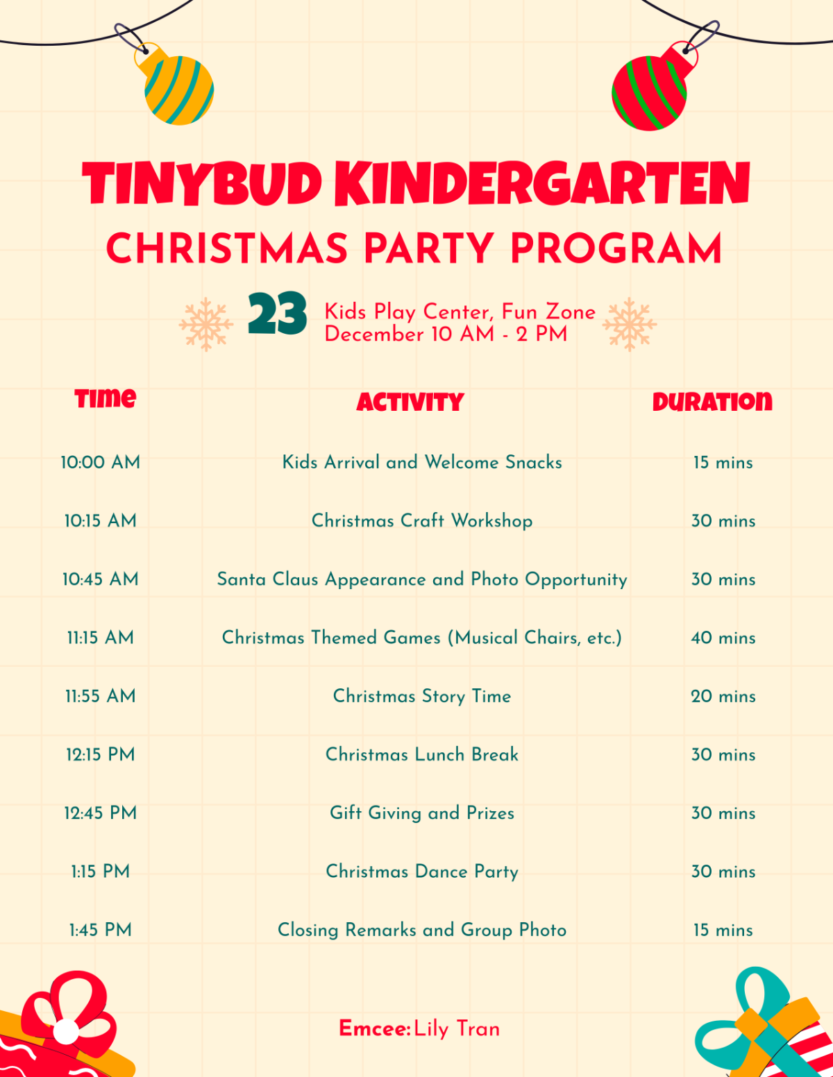 Free Christmas Party Program for Kids Template - Edit Online & Download