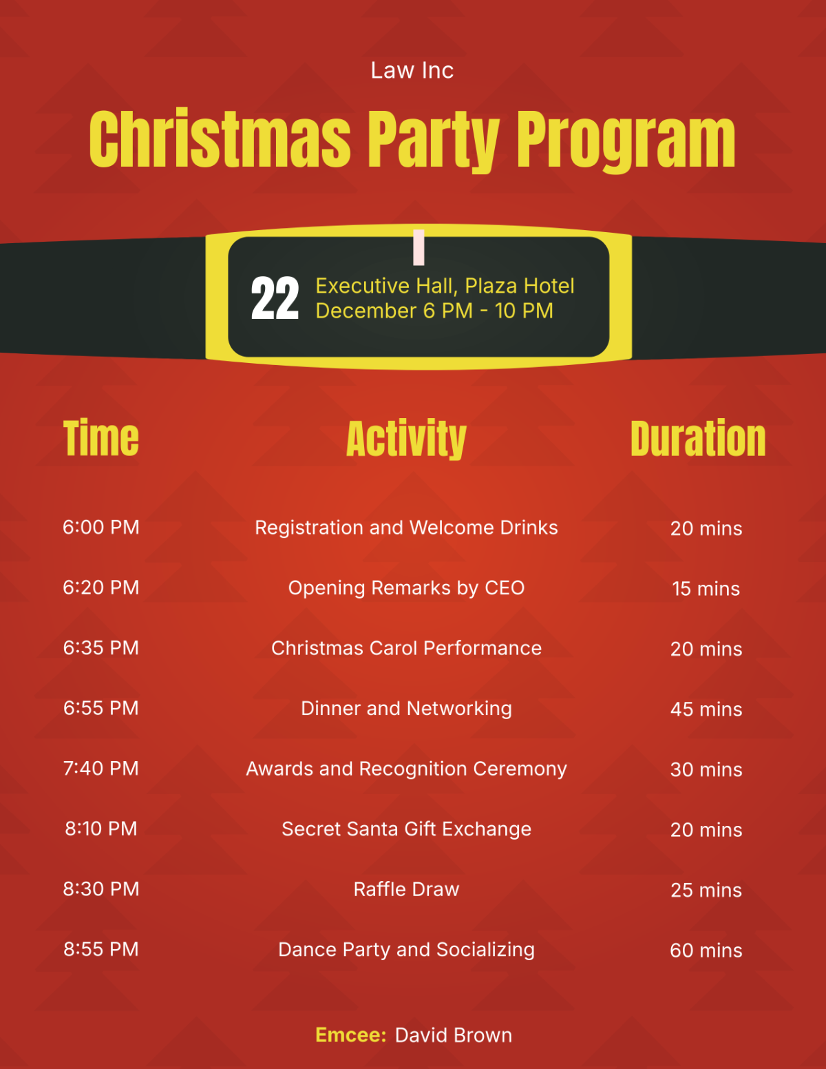 Free Company Christmas Party Program Template - Edit Online & Download