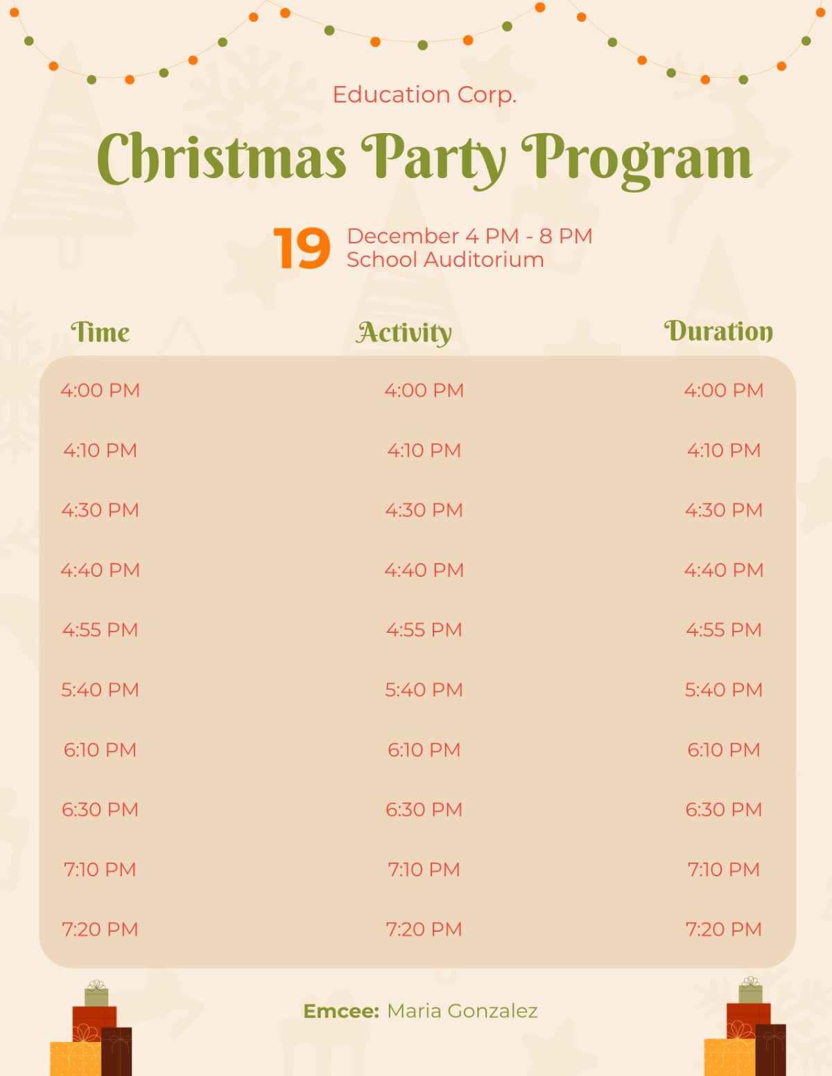 Free Teachers Christmas Party Program Template - Edit Online & Download