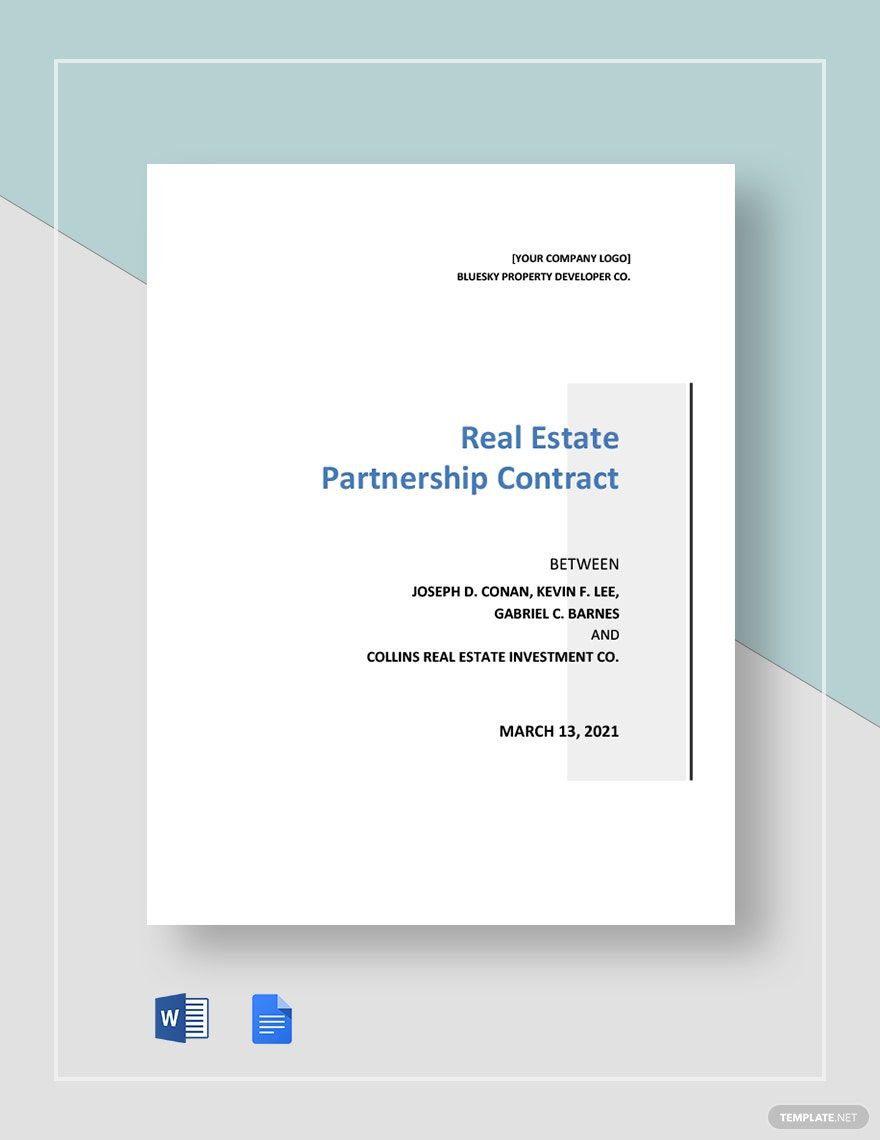 Real Estate Partnership Contract Template