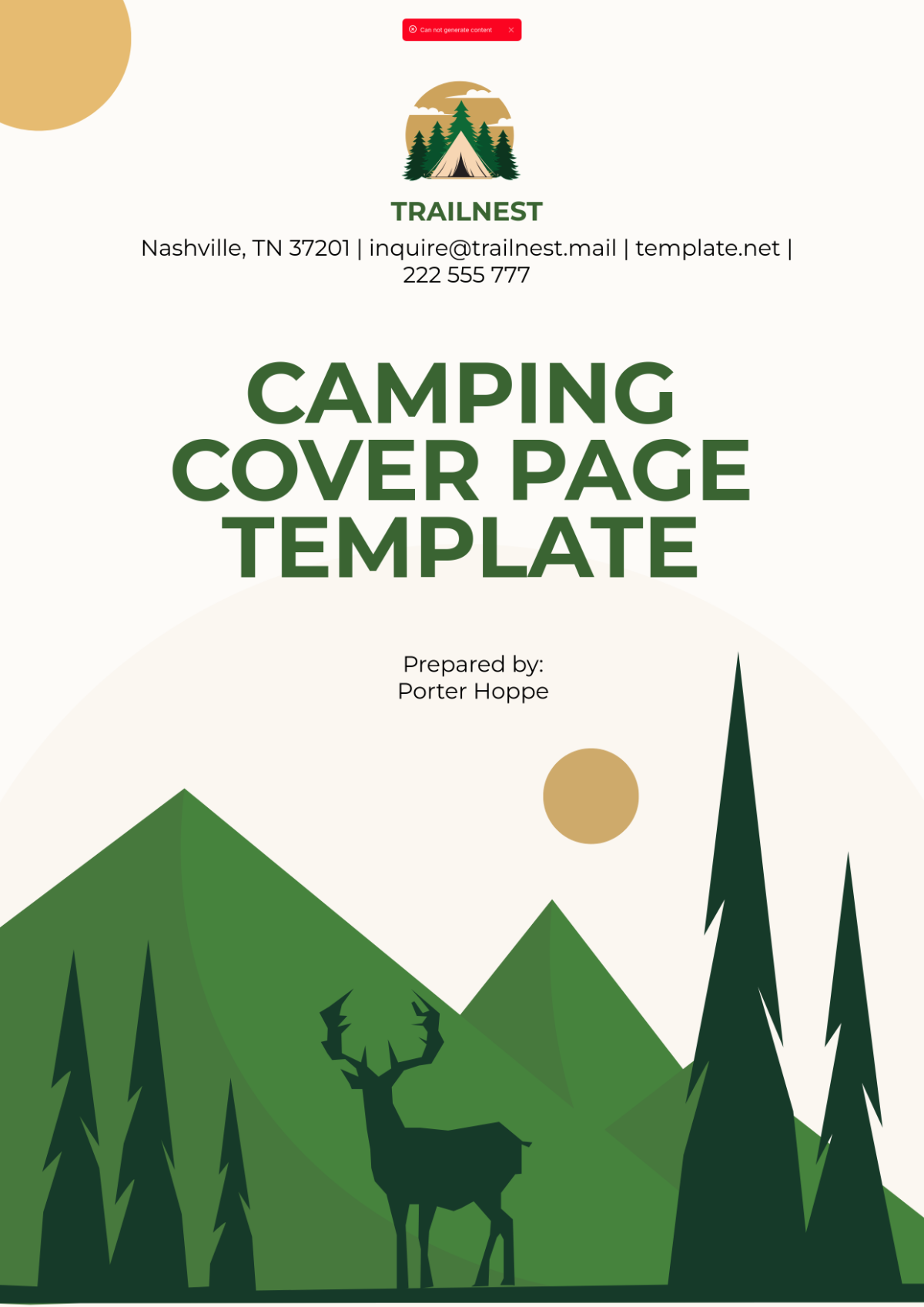 Camping Cover Page Template - Edit Online & Download