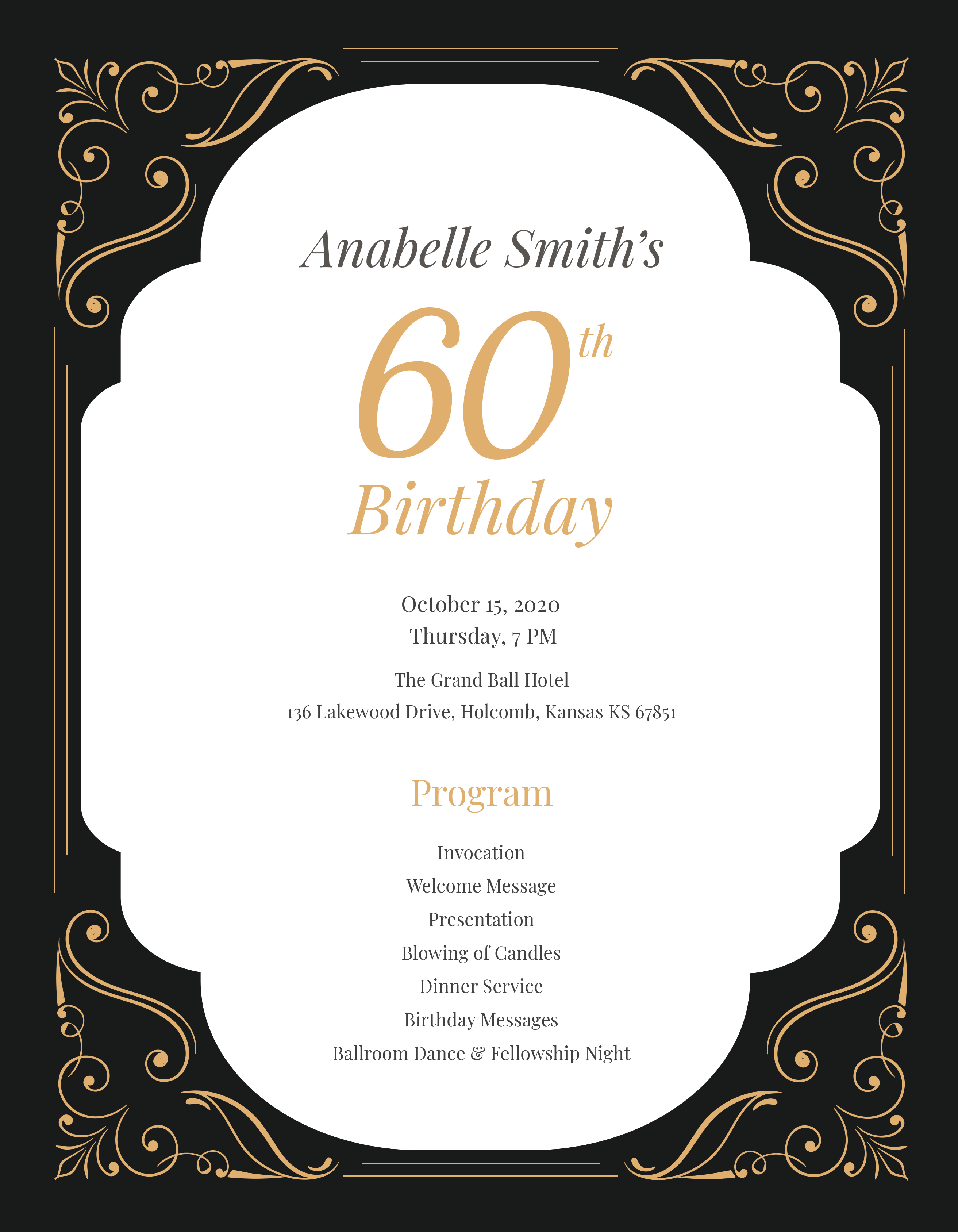 60th Birthday Program Template in Adobe