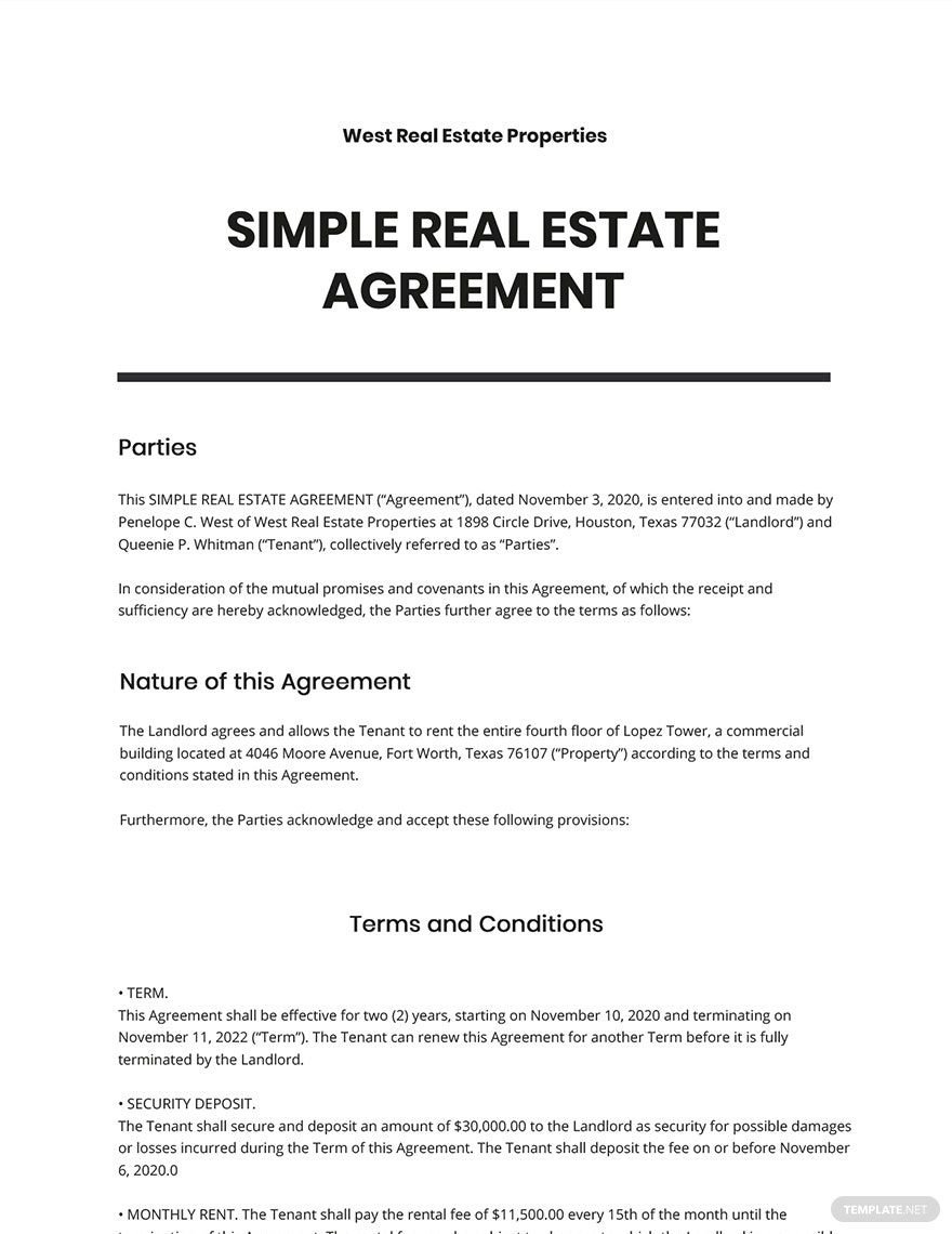 Real Estate Team Agreement Template Google Docs, Word, Apple Pages