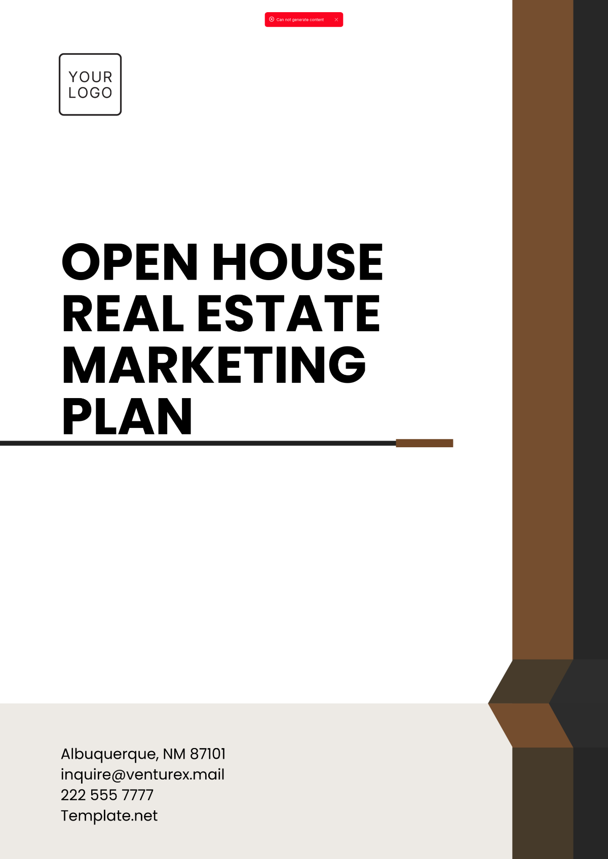 Open House Real Estate Marketing Plan Template - Edit Online & Download