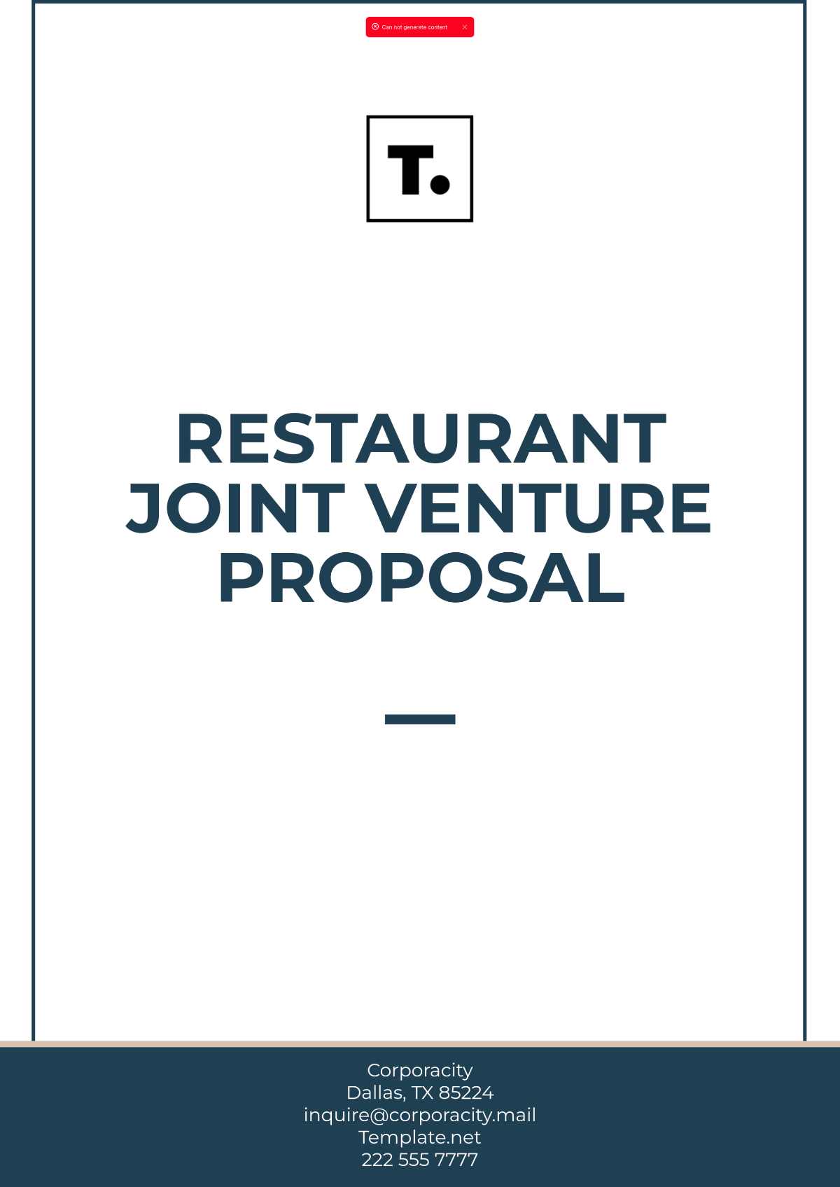 Restaurant Joint Venture Proposal Template - Edit Online & Download